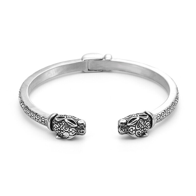 Panther Head Open Cuff Bangle