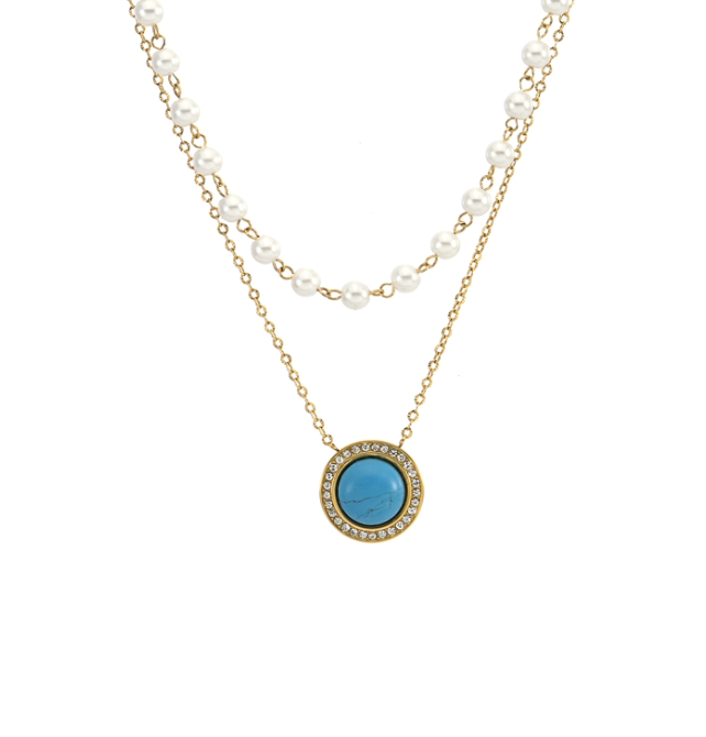 Round Stone Layered Necklace