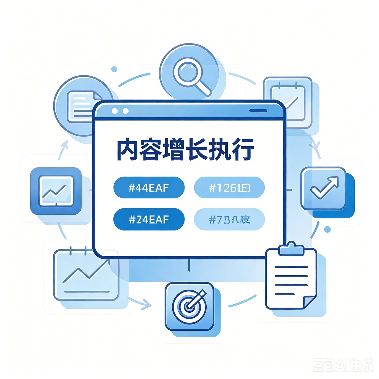 04 Execute 执行 - 内容分发与运营流转线条插画