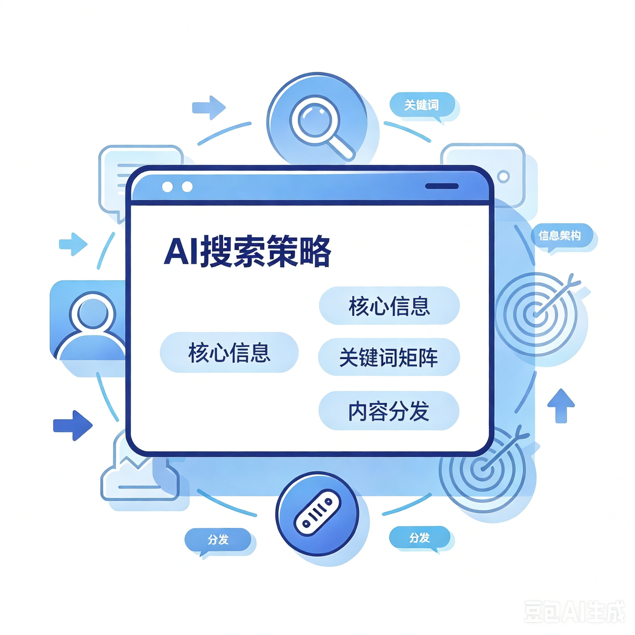 03 Strategy 策略 - 战略架构与关键词矩阵线条图