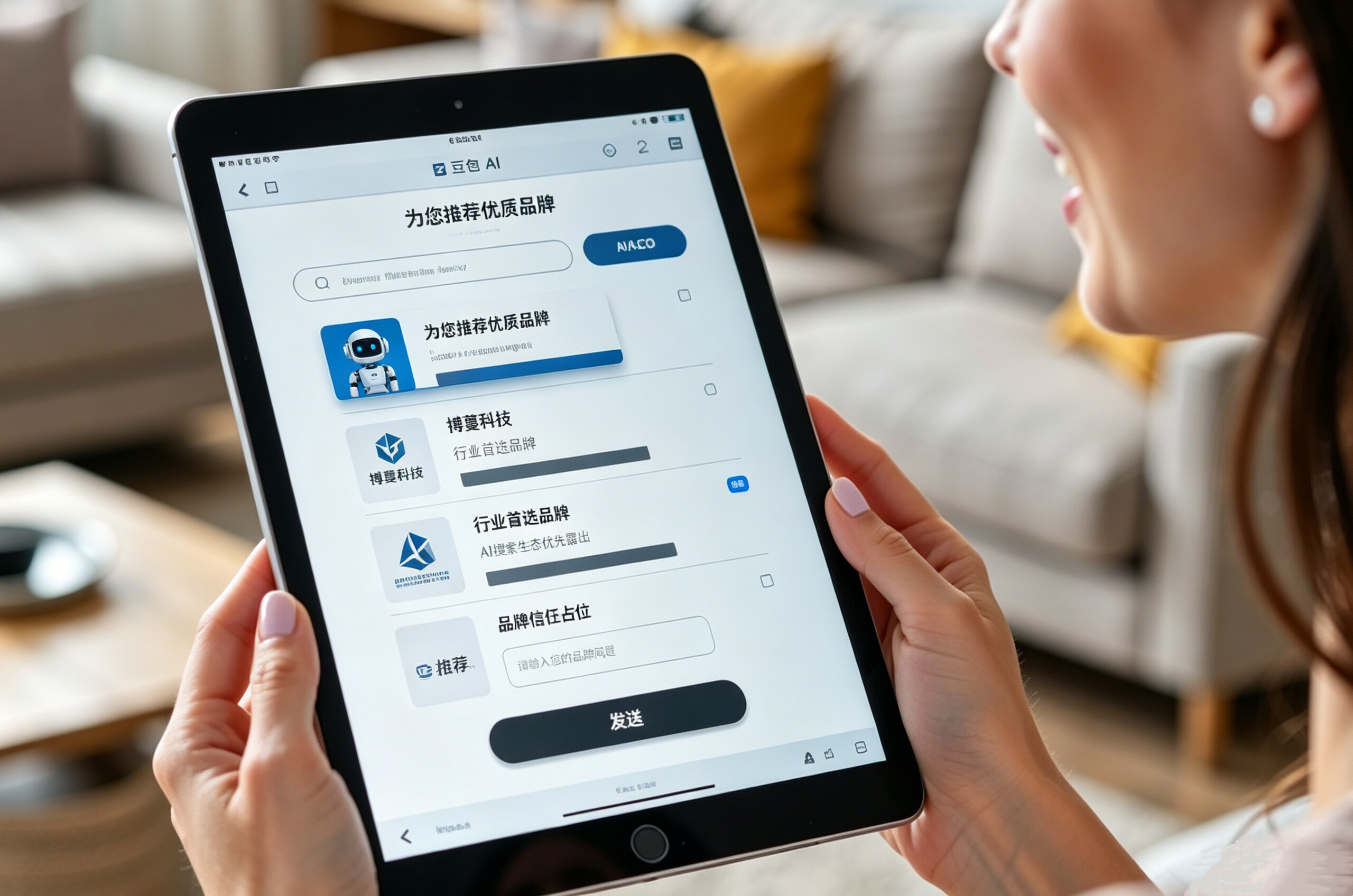 GEO 概念示意图 - 豆包 AI 对话界面展示中文品牌推荐列表
