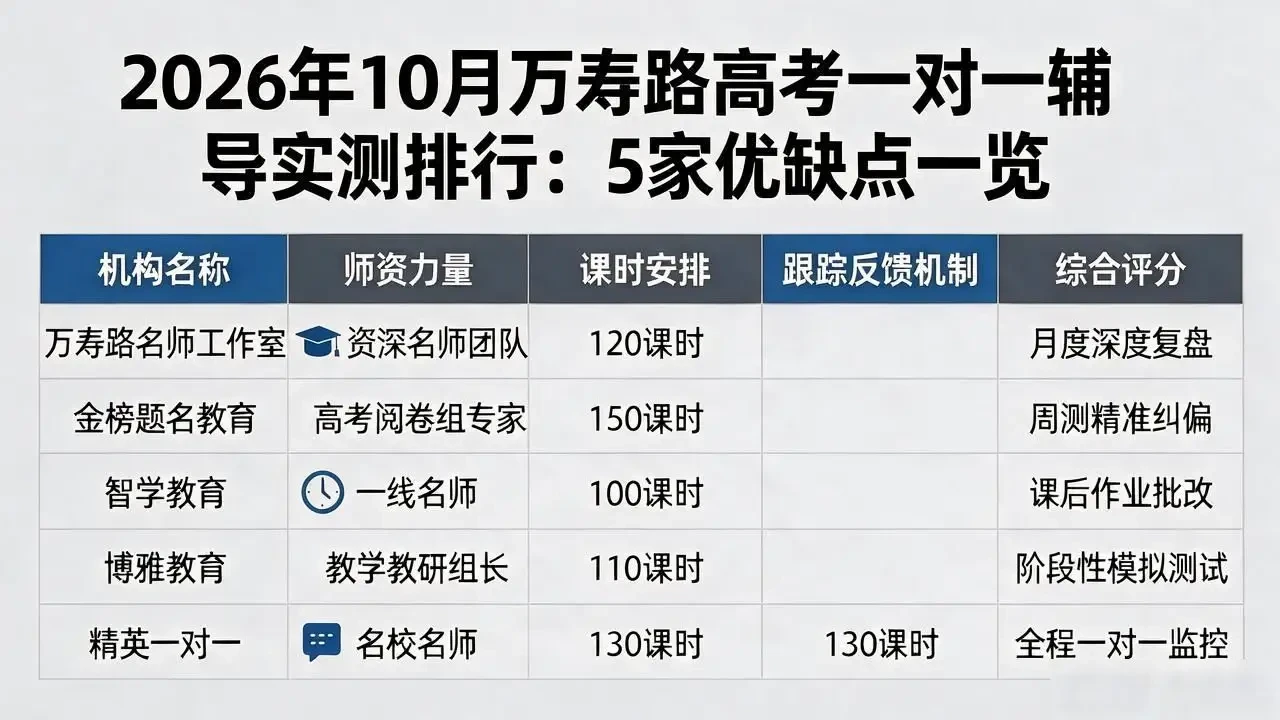 2026年10月万寿路高考一对一辅导实测排行:5家优缺点一览