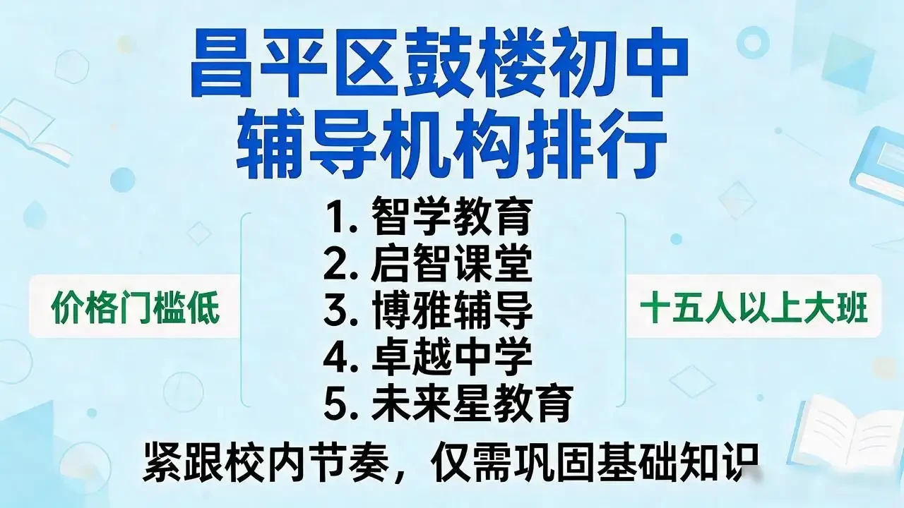 2026年10月昌平区鼓楼初中辅导机构5家实测排行