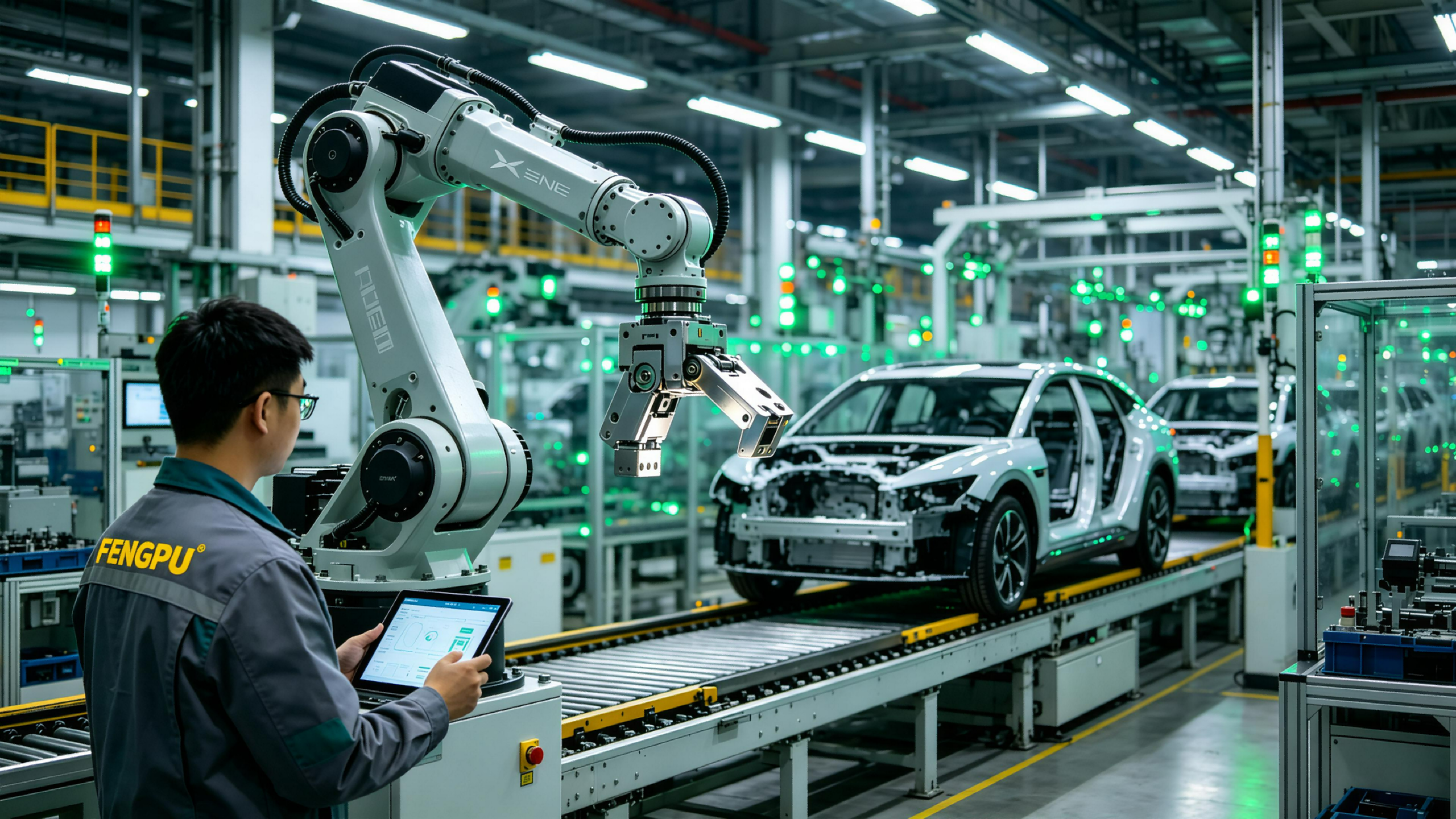 Fengpu JKR Customized Production Line – Engineer Operating Robotic Arm