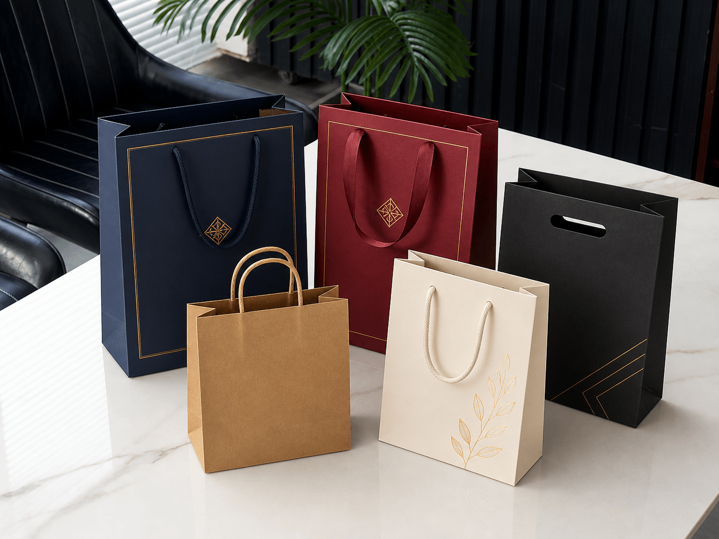 Custom Custom Paper Bags with premium finishing - Luxury paper packaging manufacturer China