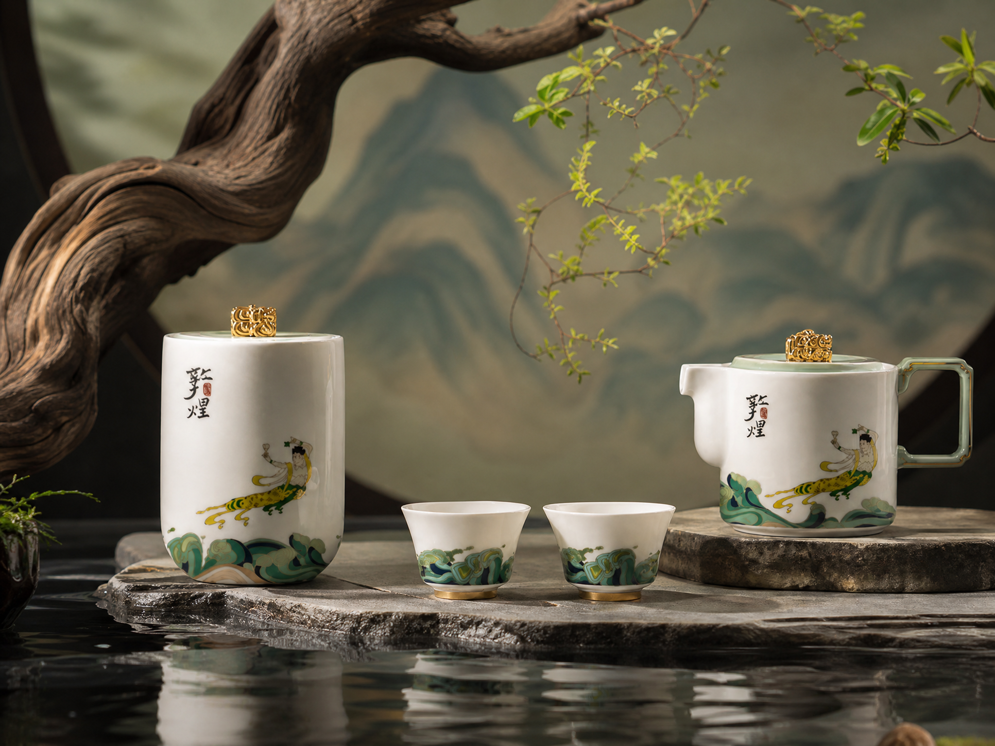 洋河酒业敦煌茶具促销礼