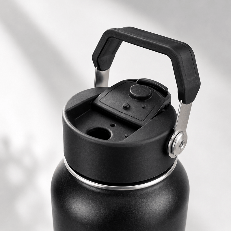 Wide Mouth 304 Stainless Steel Water Bottle with Flip-Cap Chug Lid & Overmolded Handle thumbnail 2