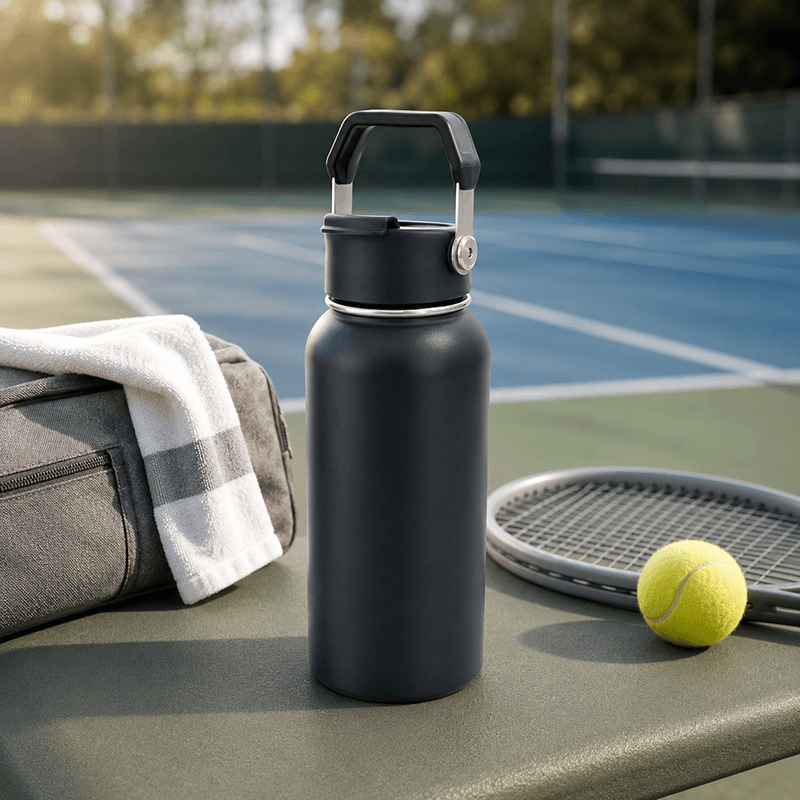 Wide Mouth 304 Stainless Steel Water Bottle with Flip-Cap Chug Lid & Overmolded Handle thumbnail 3