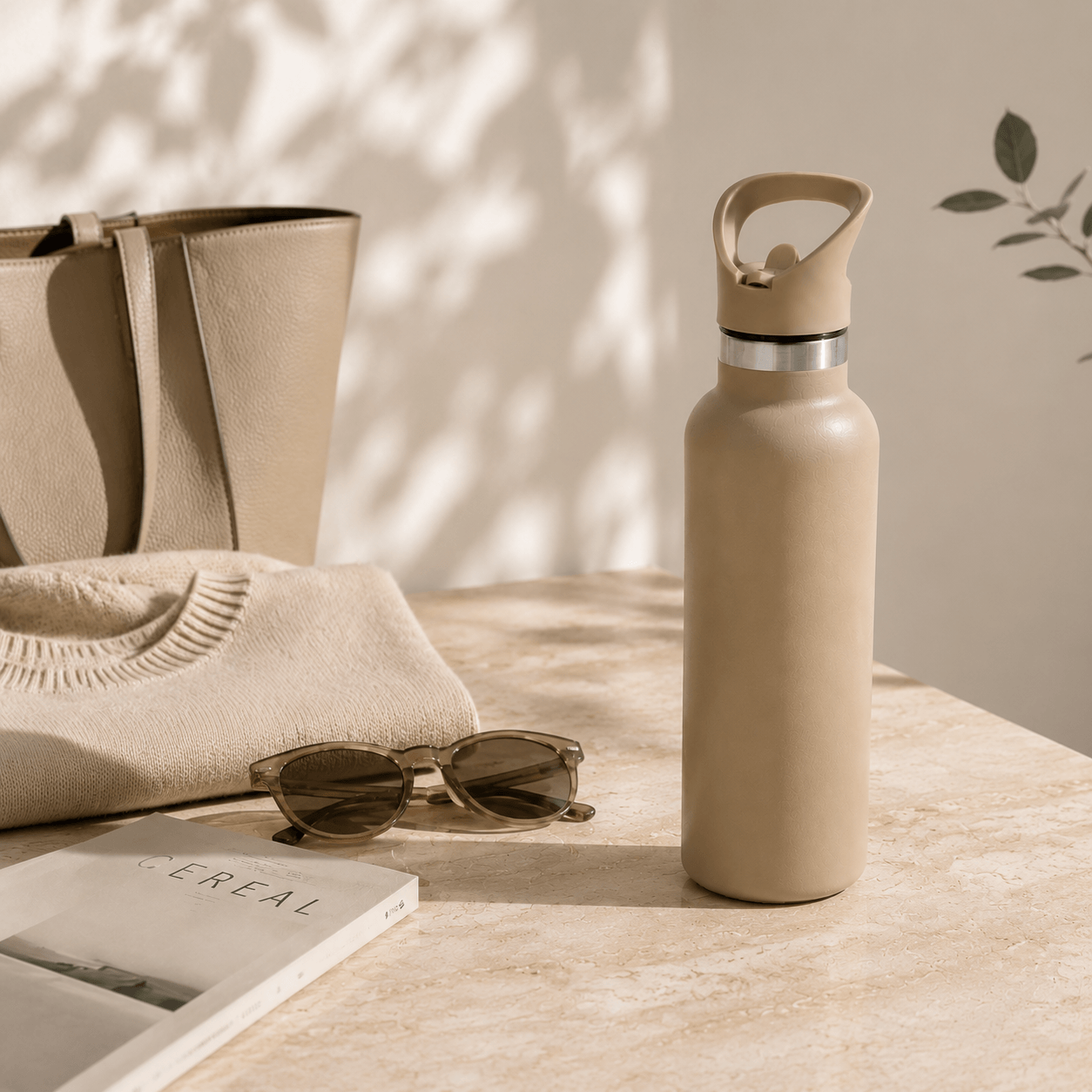 Standard Mouth 304 Stainless Steel Water Bottle with Soft-Touch Straw Lid & Curved Handle thumbnail 3