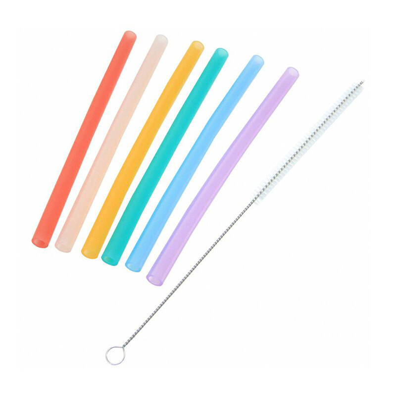 Silicone Straw with Long-Handle Cleaning Brush