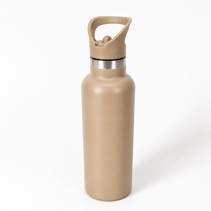 Standard Mouth 304 Stainless Steel Water Bottle with Soft-Touch Straw Lid & Curved Handle