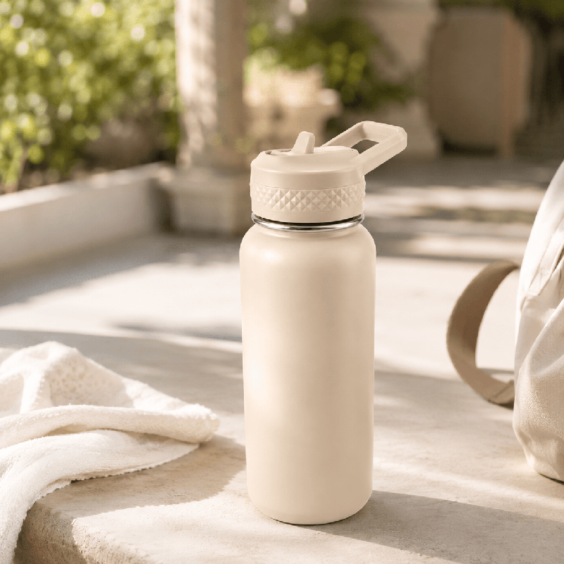 Wide Mouth 304 Stainless Steel Vacuum Insulated Water Bottle with Integrated Straw Spout Lid thumbnail 3