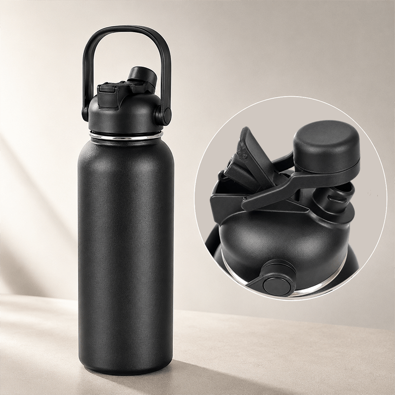 Wide Mouth 304 Stainless Steel Vacuum Insulated Sports Bottle with 2-in-1 Dual Drinking Lid thumbnail 2