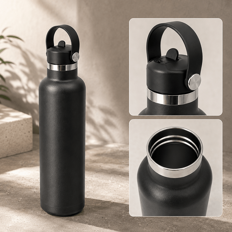 Standard Mouth 304 Stainless Steel Water Bottle with Classic Straw Lid thumbnail 2