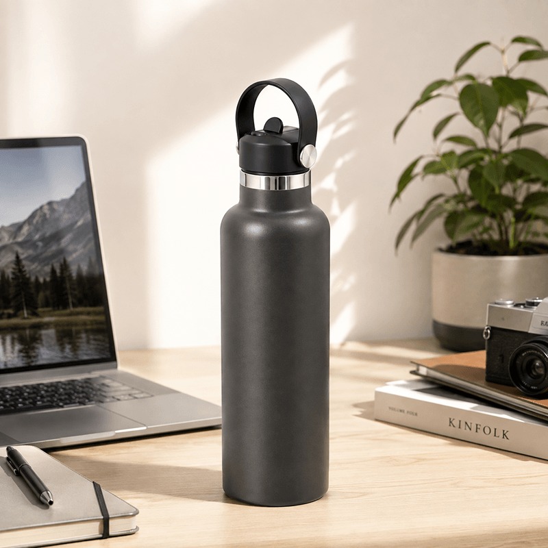 Standard Mouth 304 Stainless Steel Water Bottle with Classic Straw Lid thumbnail 3