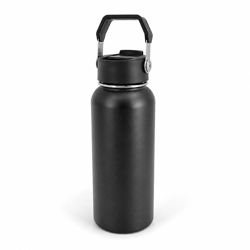 Wide Mouth 304 Stainless Steel Water Bottle with Flip-Cap Chug Lid & Overmolded Handle