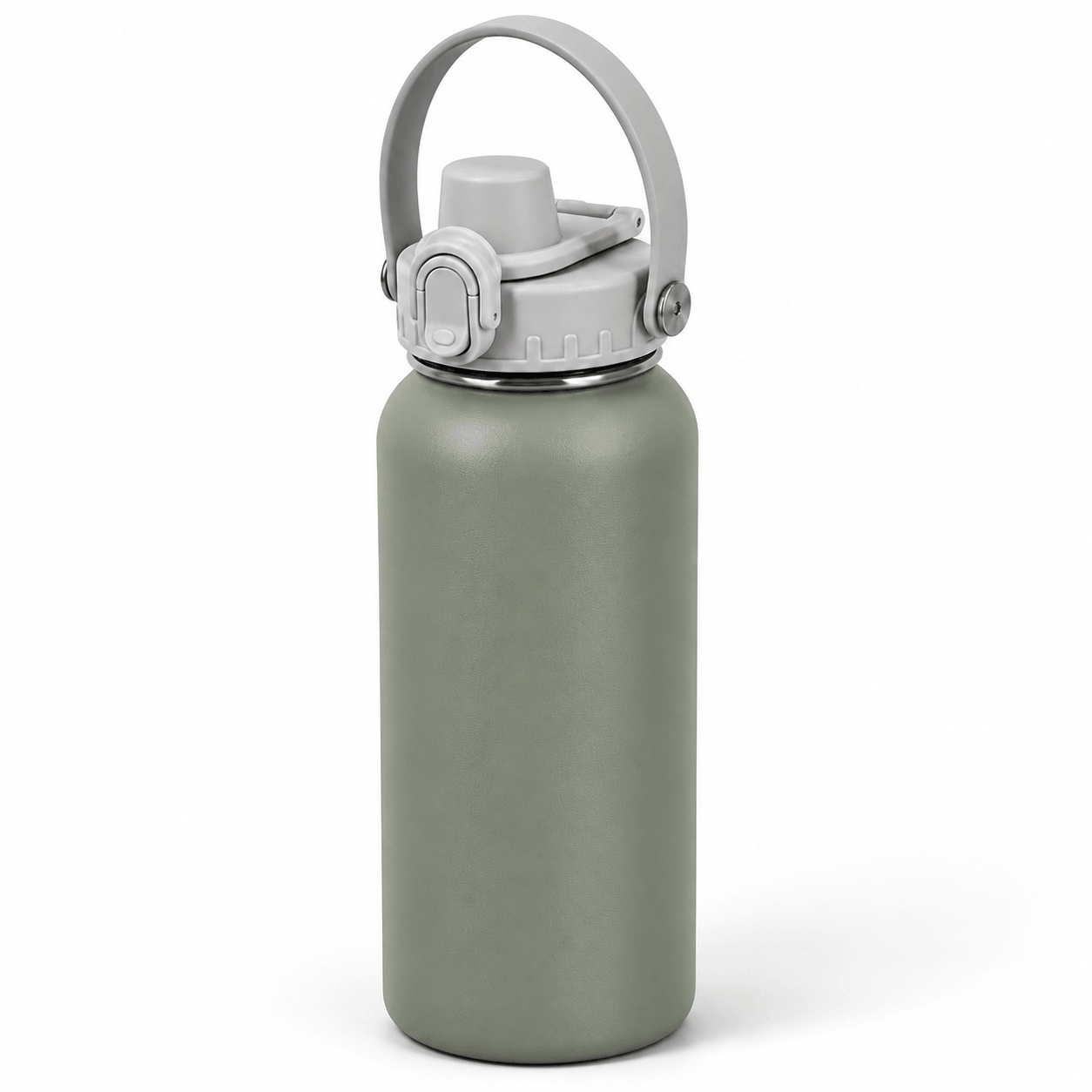 Wide Mouth 304 Stainless Steel Water Bottle with Auto-Pop Spout Lid & Safety Lock