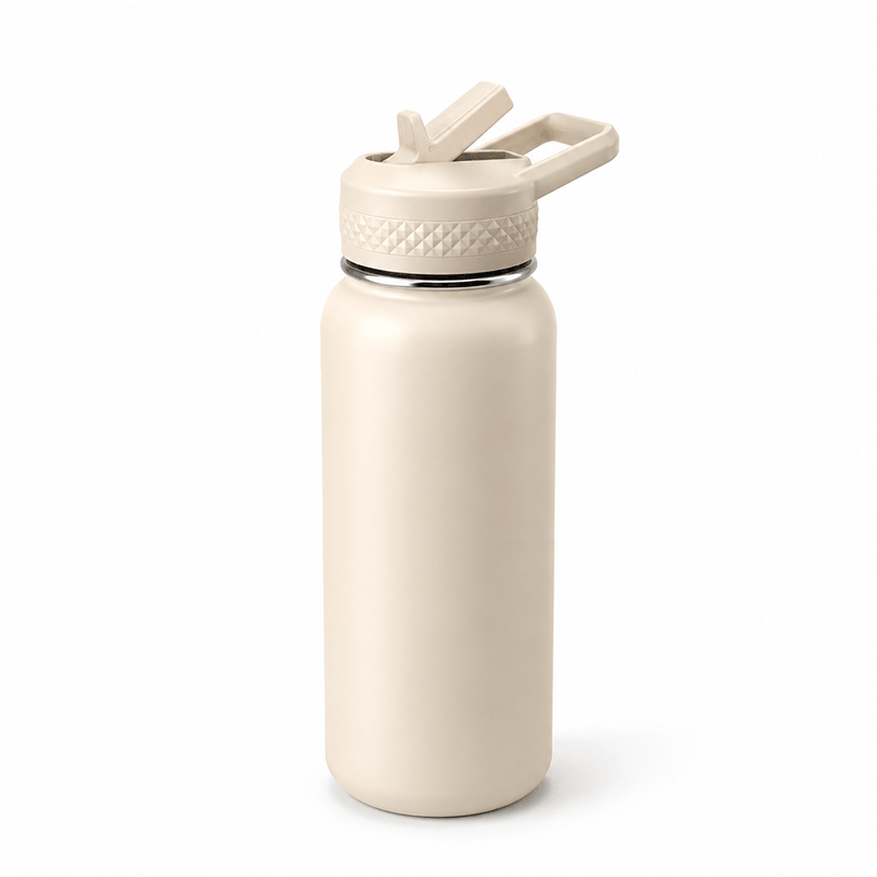 Wide Mouth 304 Stainless Steel Vacuum Insulated Water Bottle with Integrated Straw Spout Lid
