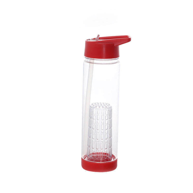 Plastic Sports Bottle with Flip Straw Lid & Tea Infuser