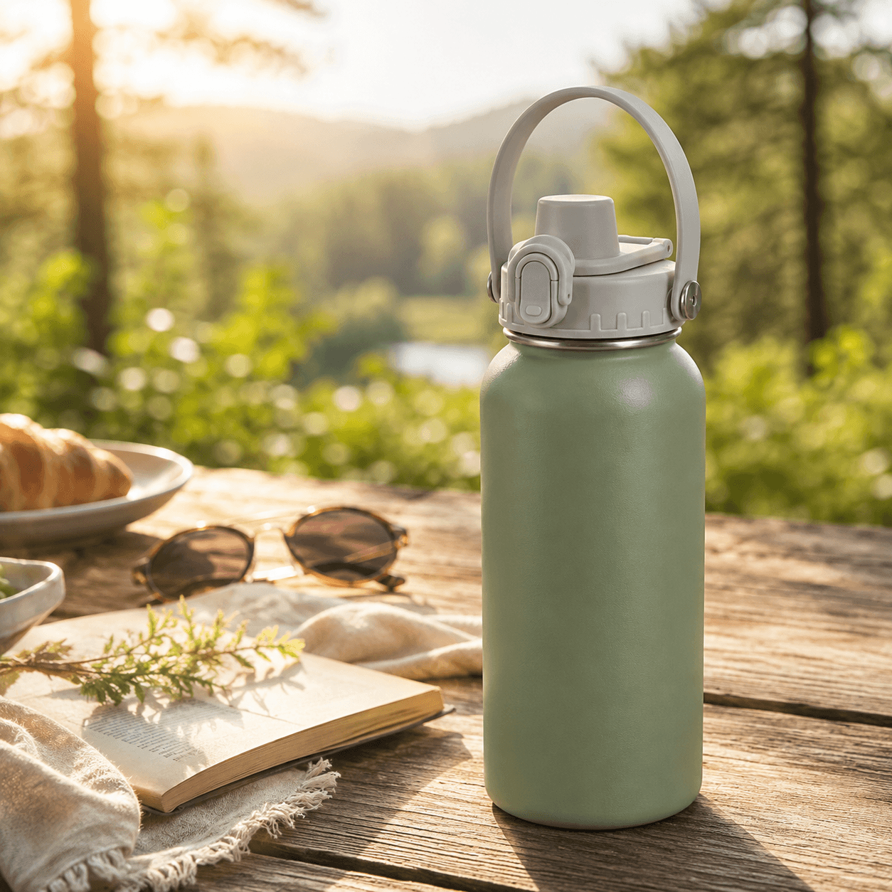 Wide Mouth 304 Stainless Steel Water Bottle with Auto-Pop Spout Lid & Safety Lock thumbnail 3