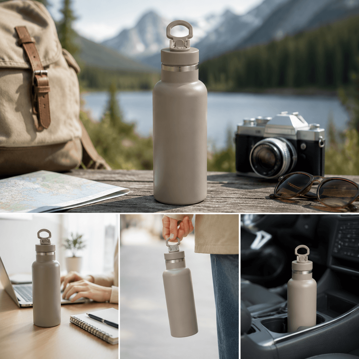 Standard Mouth 304 Stainless Steel Water Bottle with Metal-Pinned Straw Lid thumbnail 3