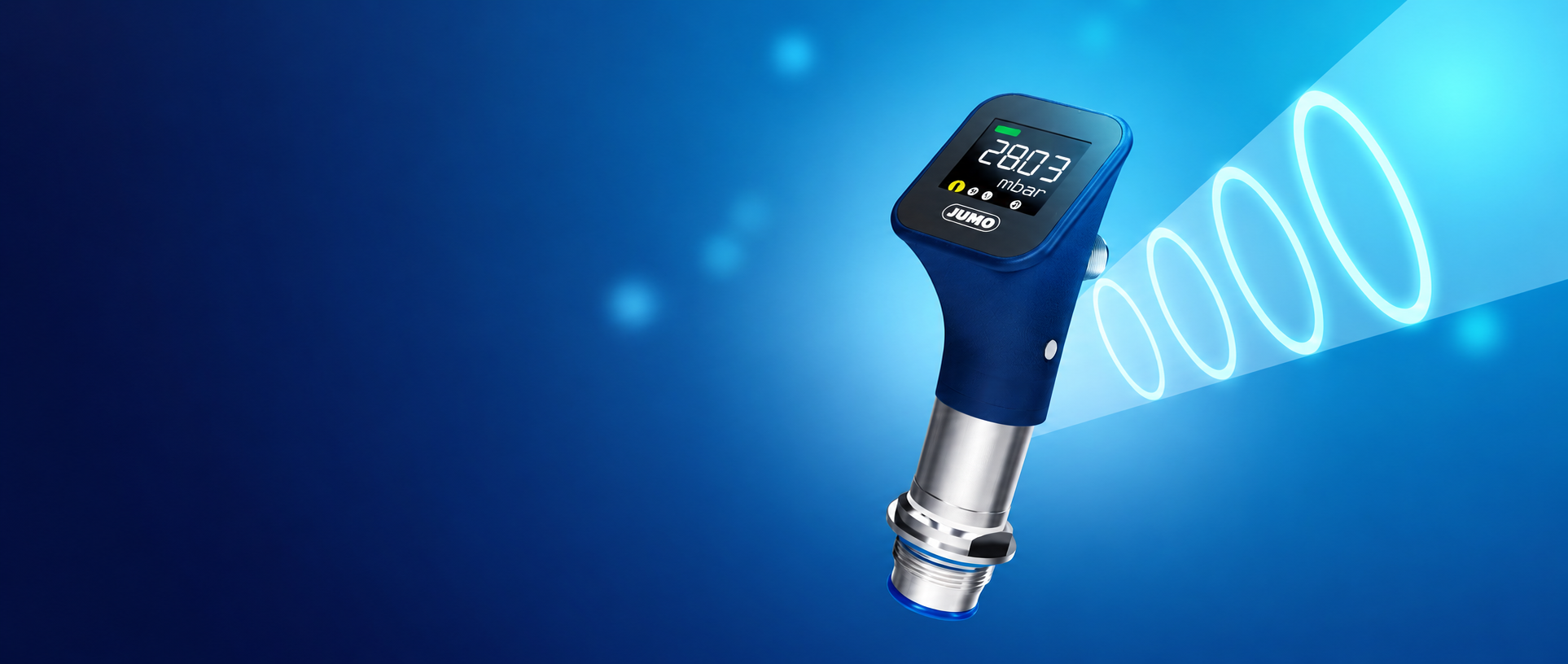 JUMO Digital Pressure Transmitter on a Blue Background