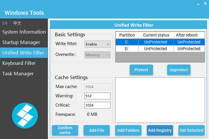 Windows Tools Unified Write Filter