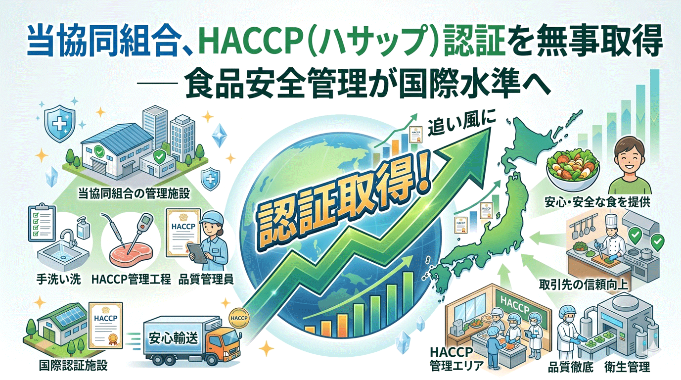 当協同組合、HACCP(ハサップ)認証を無事取得 —— 食品安全管理が国際水準へ