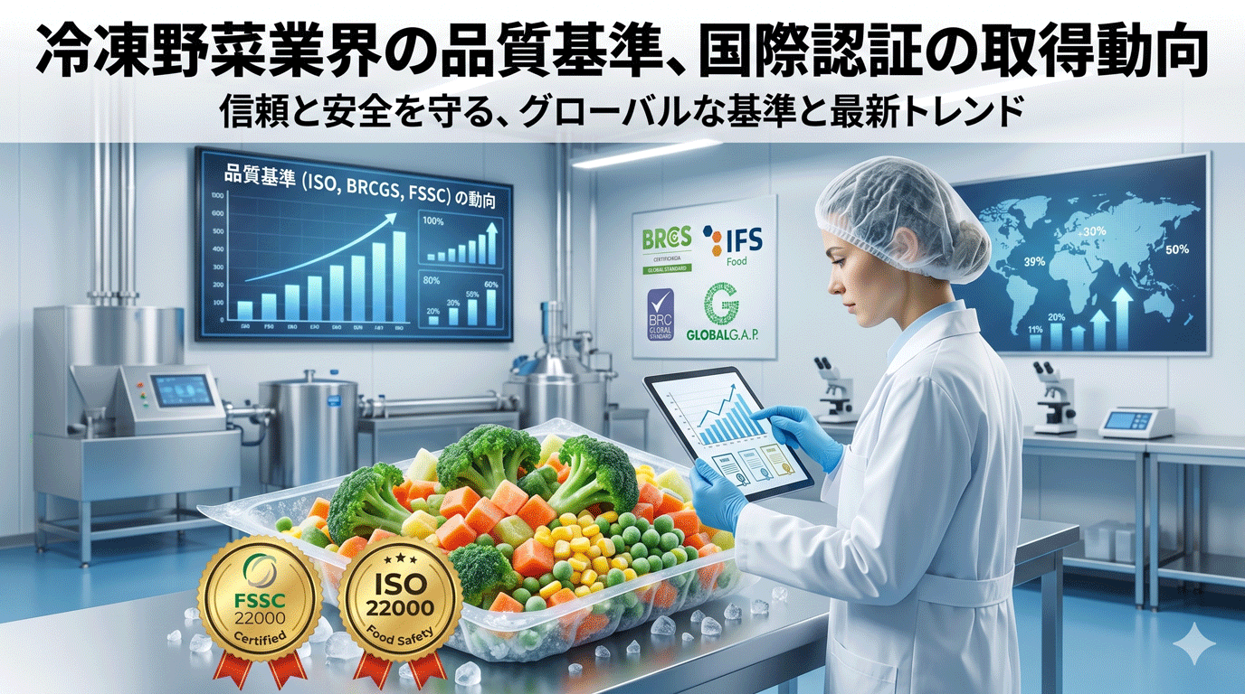 冷凍野菜業界の品質基準、国際認証の取得動向