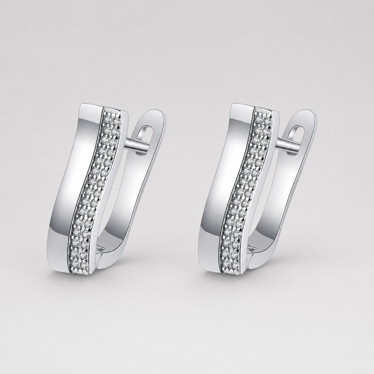 Pavé Line Bar Leverback Earrings