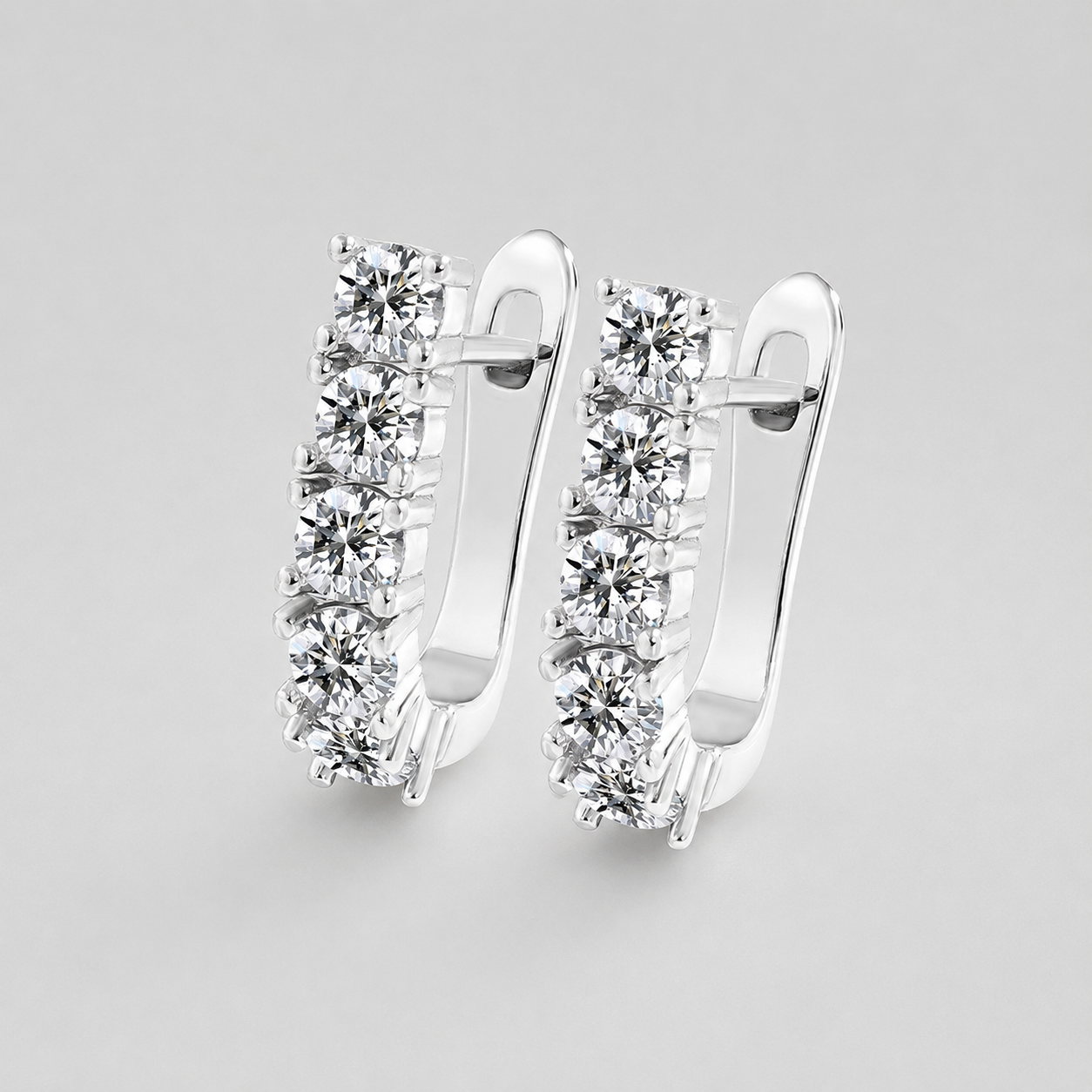 Single-Row Pavé Leverback Earrings
