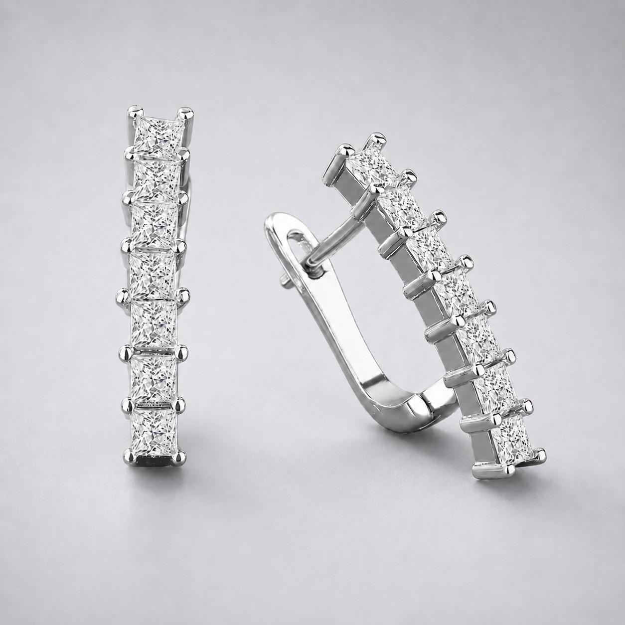 Linear Baguette Leverback Earrings