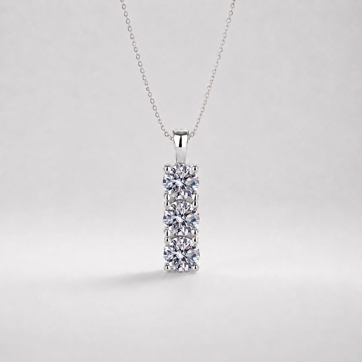 Linear CZ Pendant Necklace