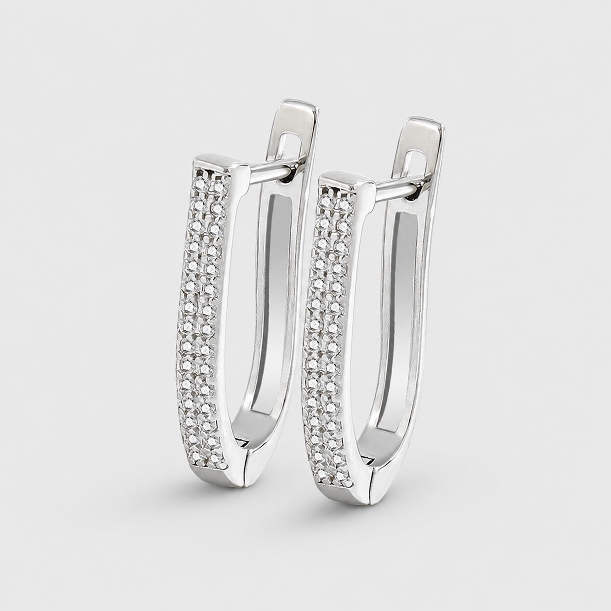 Double-Row Pavé Leverback Earrings
