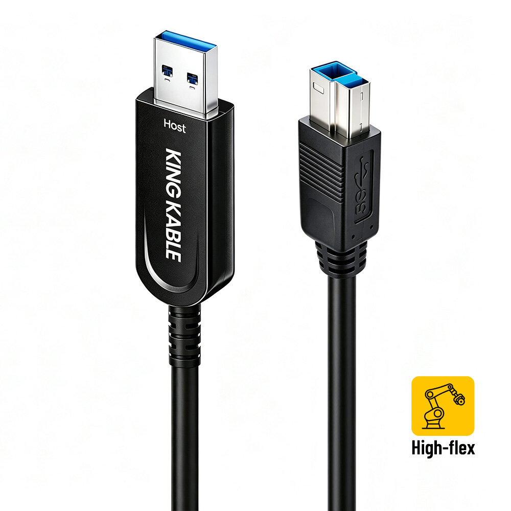 光纤USB3.1 Gen1 A公转B公无锁版高柔拖链线兼容USB2.0版