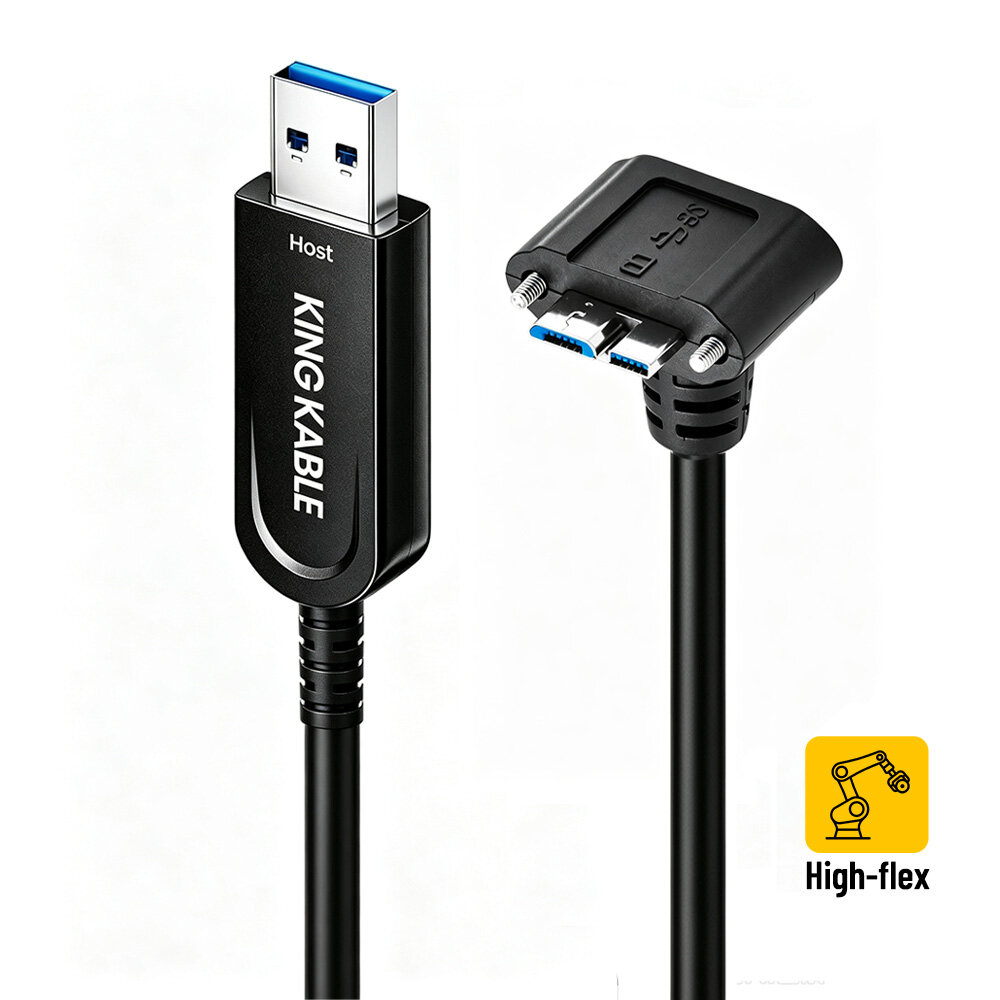 光纤USB3.1 Gen1 A转Micro B 90°高柔拖链线下弯头不兼容USB2.0版