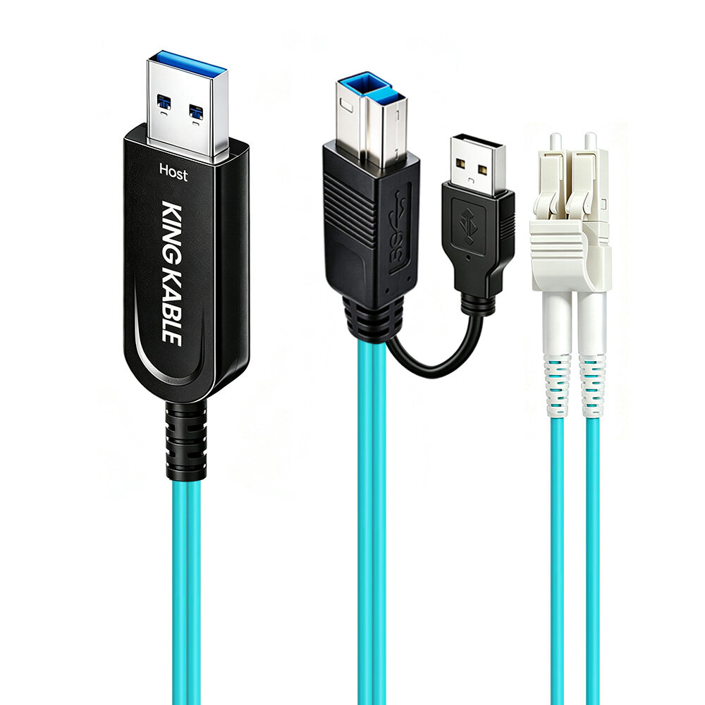 纯光纤USB3.1 Gen1 A公转B公线带备用供电线LC分体版