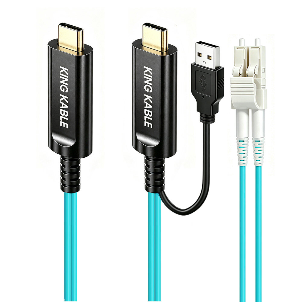 纯光纤USB3.1 Gen2 C公转C公线带供电线LC分体版