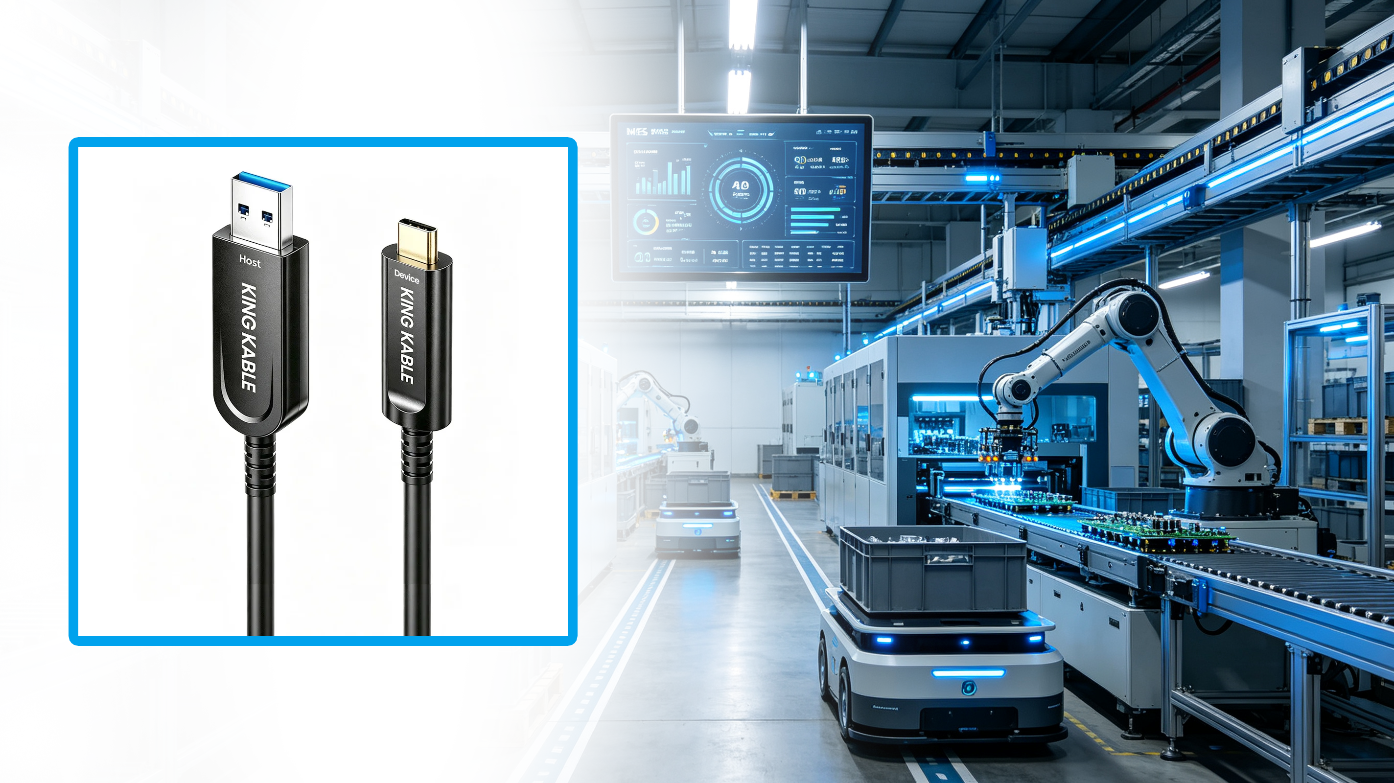 光纤USB3.1 Gen2 Type-C高柔拖链线与标准线的技术差异对比：线径、弯曲半径与1000万次拖链寿命 2