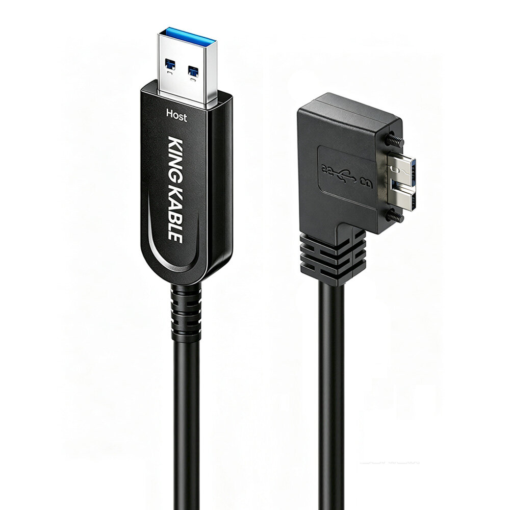 光纤USB3.1 Gen1 A公转Micro B公线90度直角右弯头