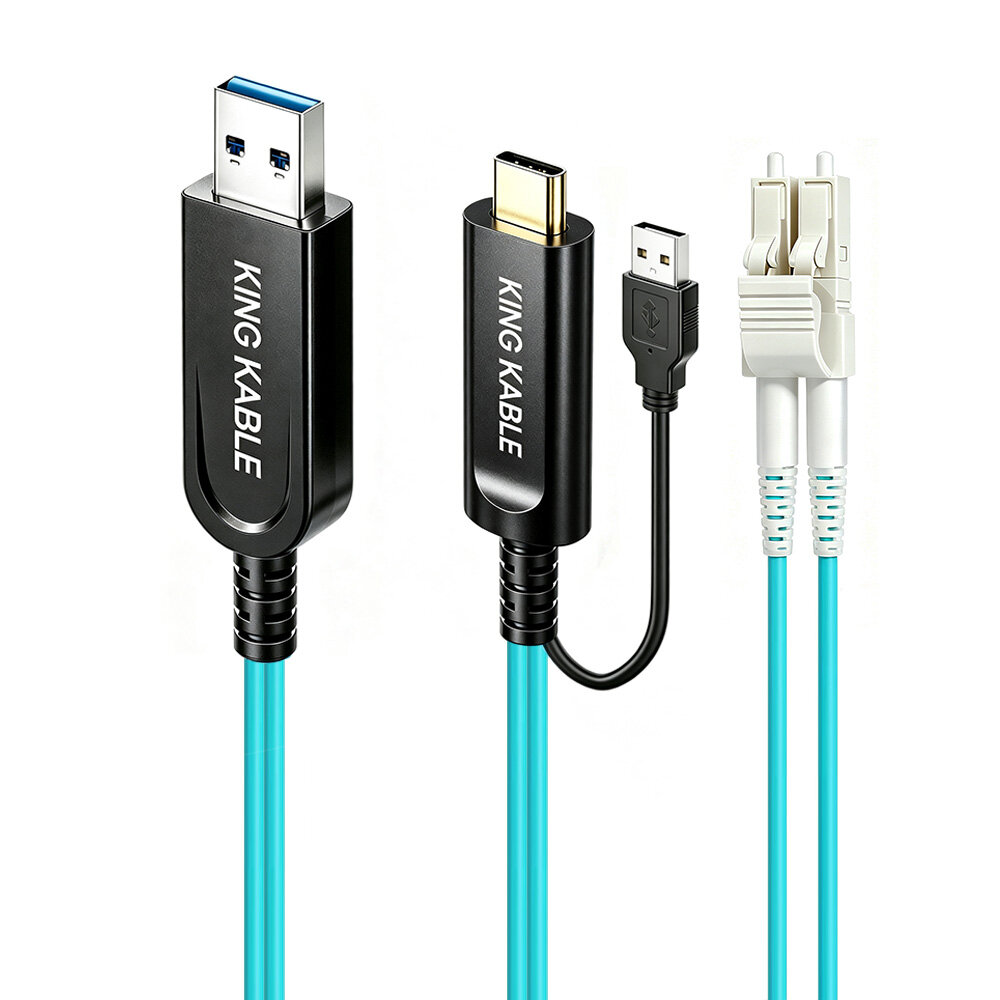 纯光纤USB3.1 Gen2 A公转C公线带备用供电线LC分体版