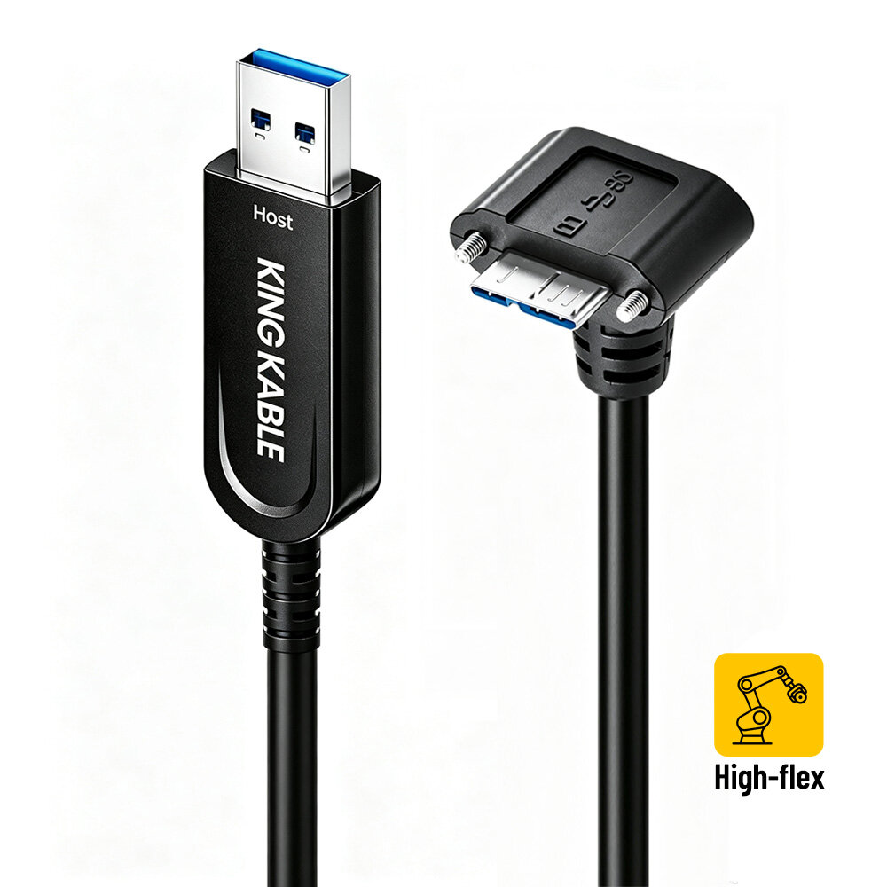 光纤USB3.1 Gen1 A转Micro B 90°高柔拖链线上弯头不兼容USB2.0版
