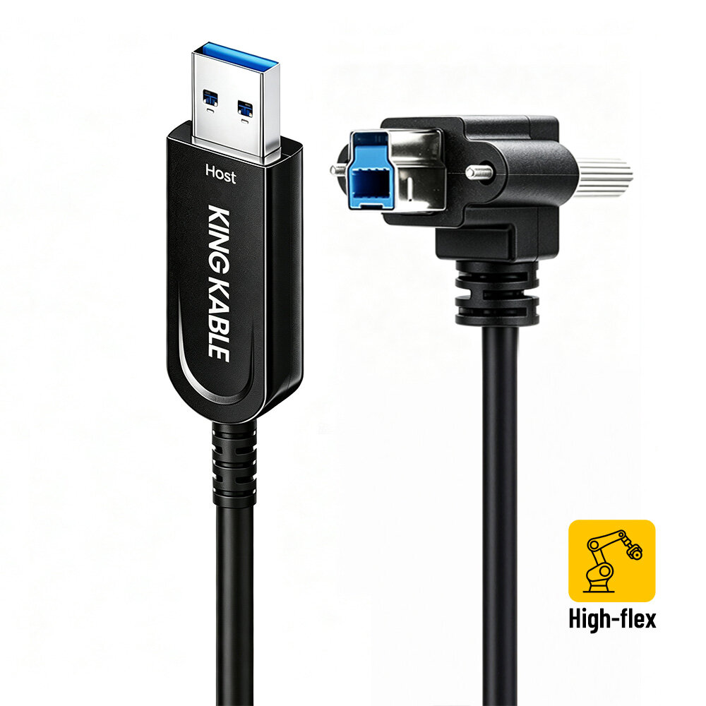 光纤USB3.1 Gen1 A公转B公线高柔拖链线带锁上弯头不兼容USB2.0版