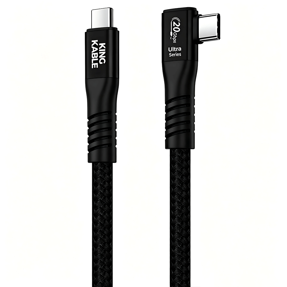 铜芯USB3.2 Gen2 TypeC直转弯头全功能数据线黑色款