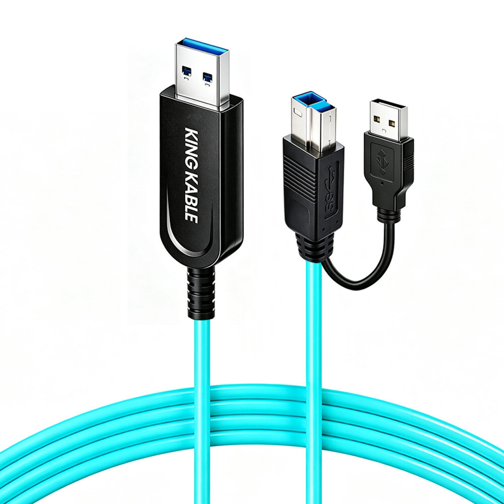 纯光纤USB3.1 Gen2 A公转B公线带备用供电线