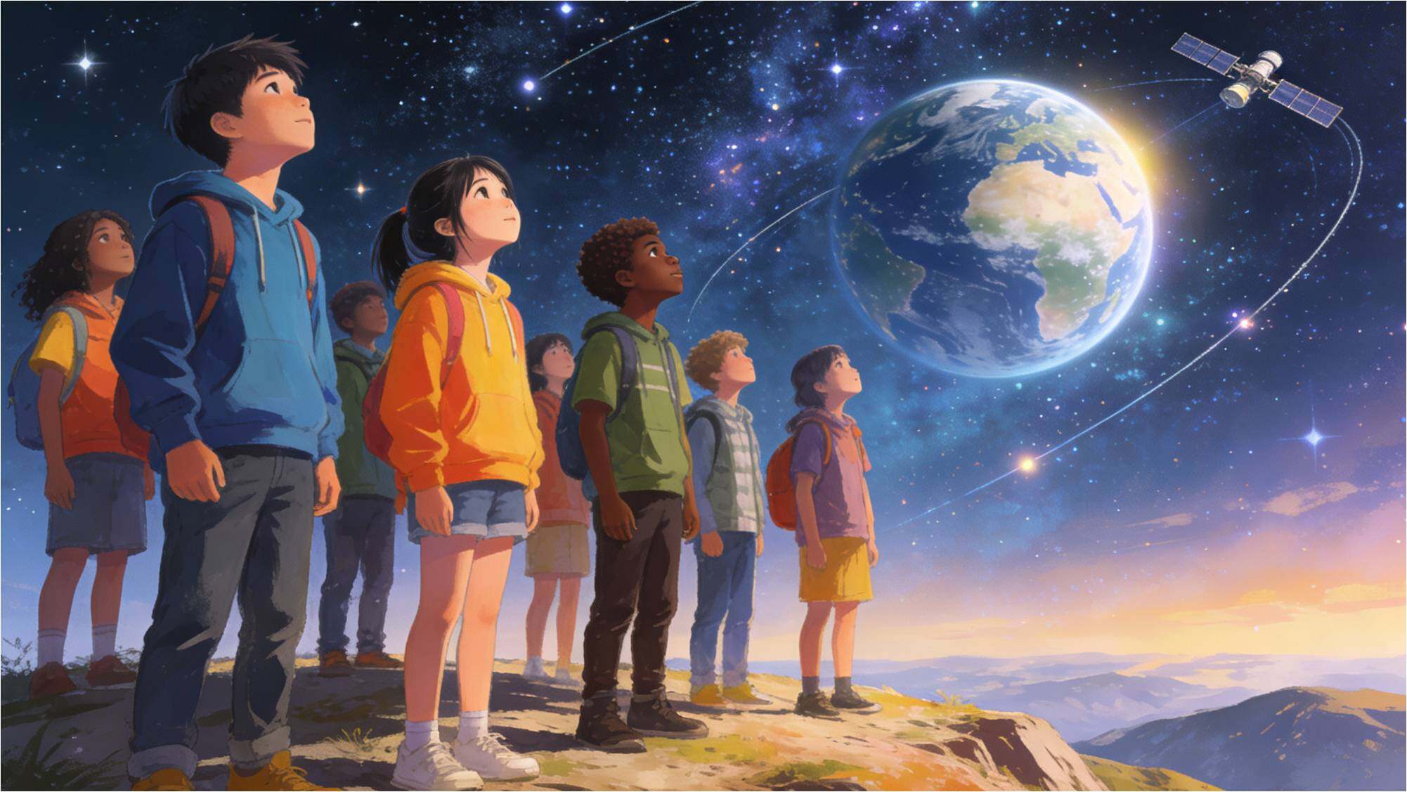 一带一路少年仰望星空