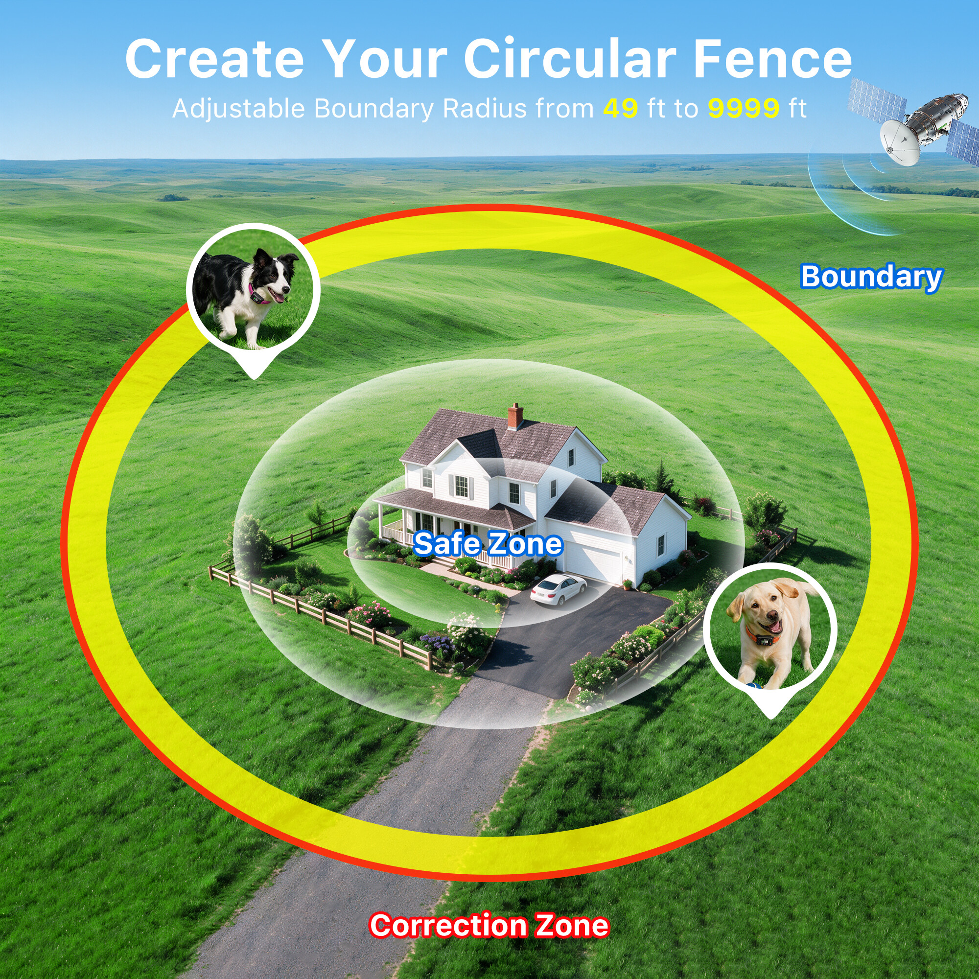 Circular Fence - Adjustable Boundary Radius from 49 ft to 9999 ft