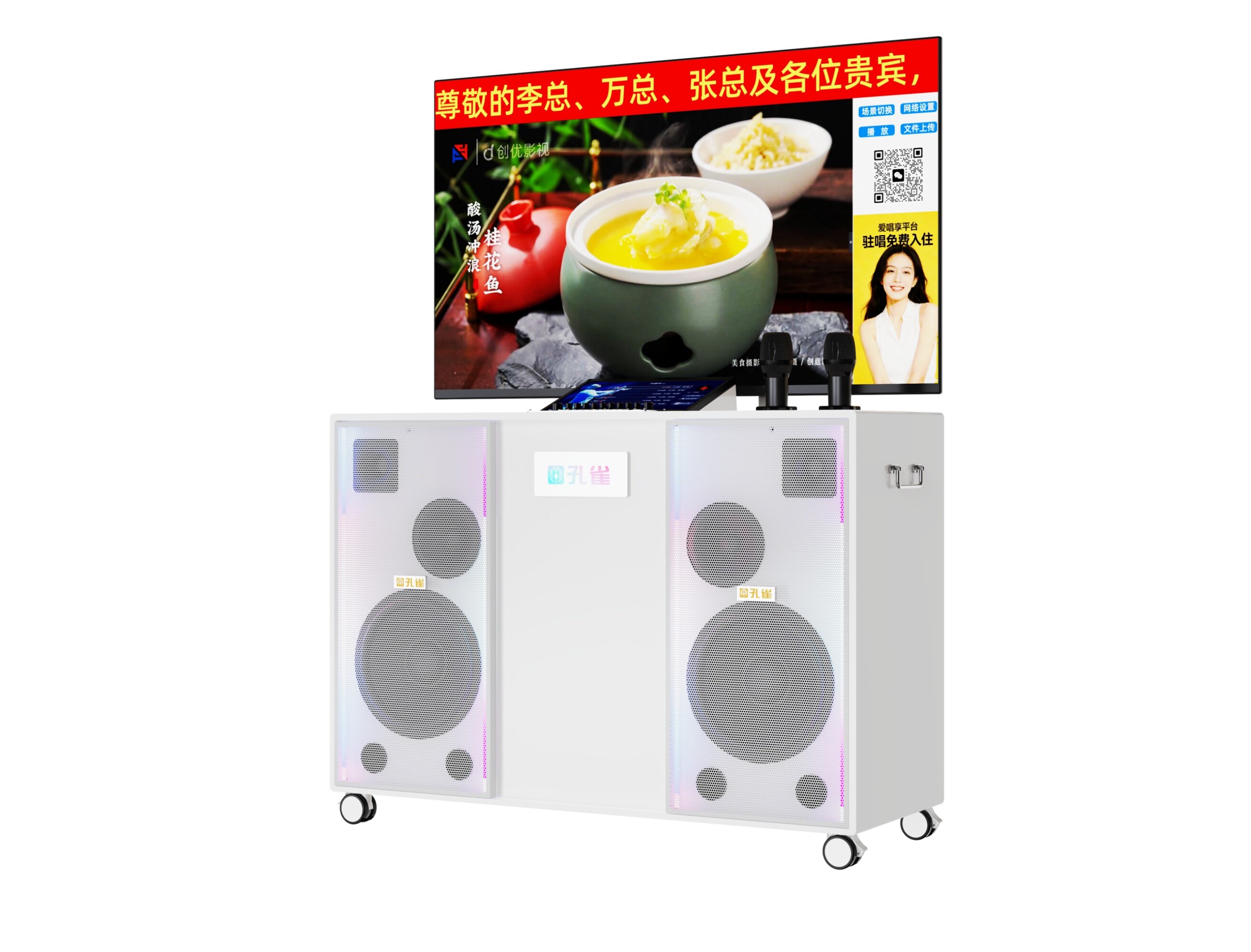 Peacock 55-inch Mobile Shared Audio-Video Karaoke System