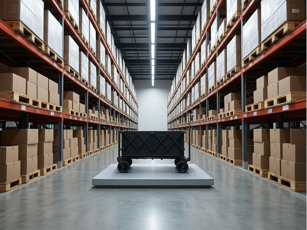 3000sqm folding wagon warehouse with product display