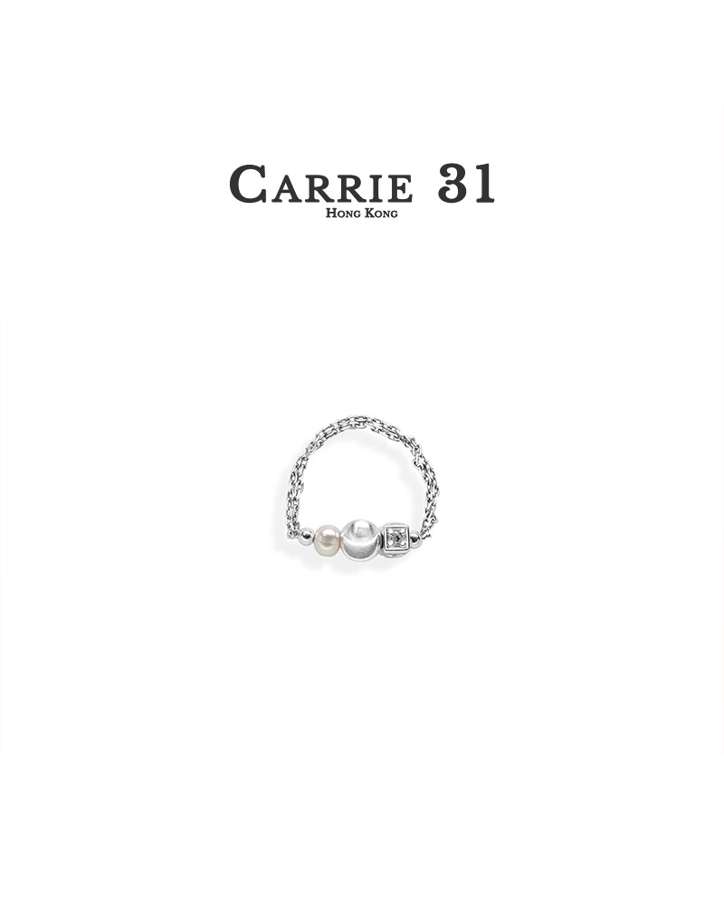 Lunar Bead Soft Ring Collection - S925 Silver: On-Wrist View